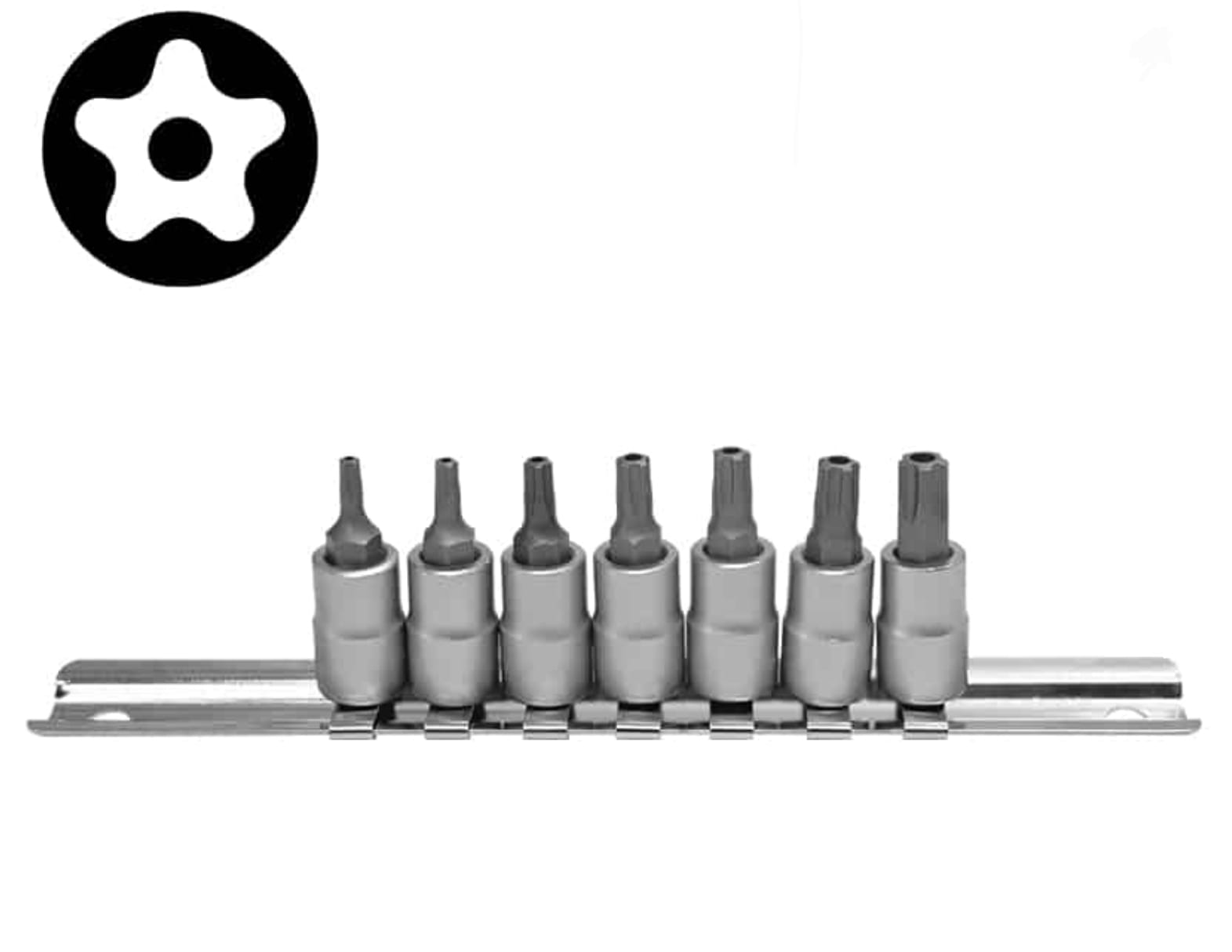 Force 7-piece 1/4" Drive Five-sided Star Tamperproof Socket Bit Set